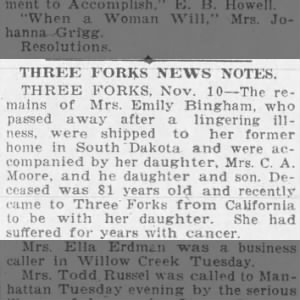 Mrs. Emily Bingham (née Stewart) obituary 1921