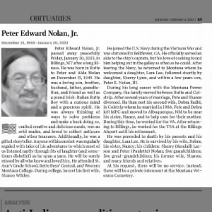 Obituary for Peter Edward Nolan Jr.